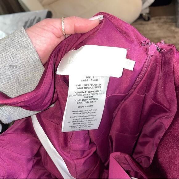 David's Bridal dress bridesmaid NEW Sangria color floral strap empire waist SZ 2 - Picture 4 of 10